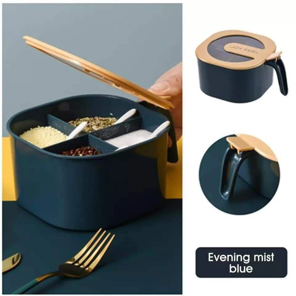Kitchen 4 Grid Storage Box With Lid