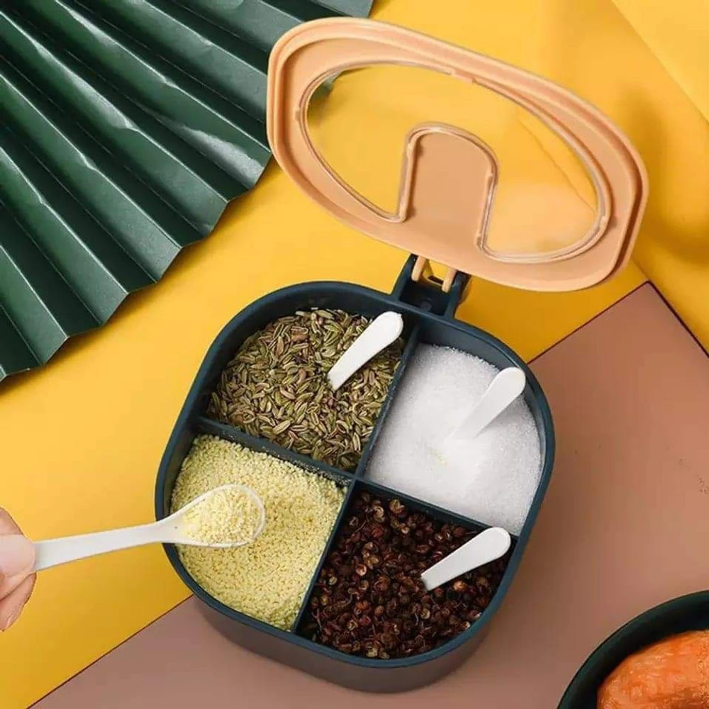 Kitchen 4 Grid Storage Box With Lid