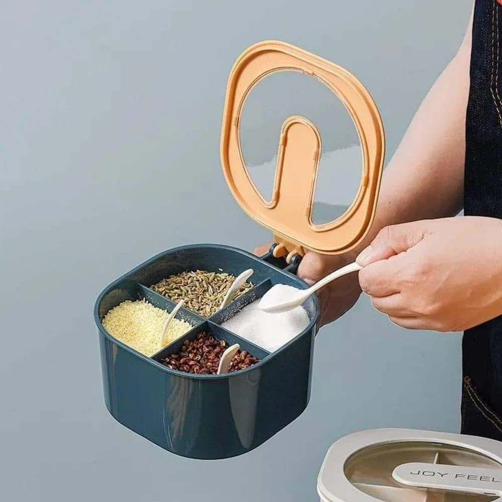 Kitchen 4 Grid Storage Box With Lid - Image 3
