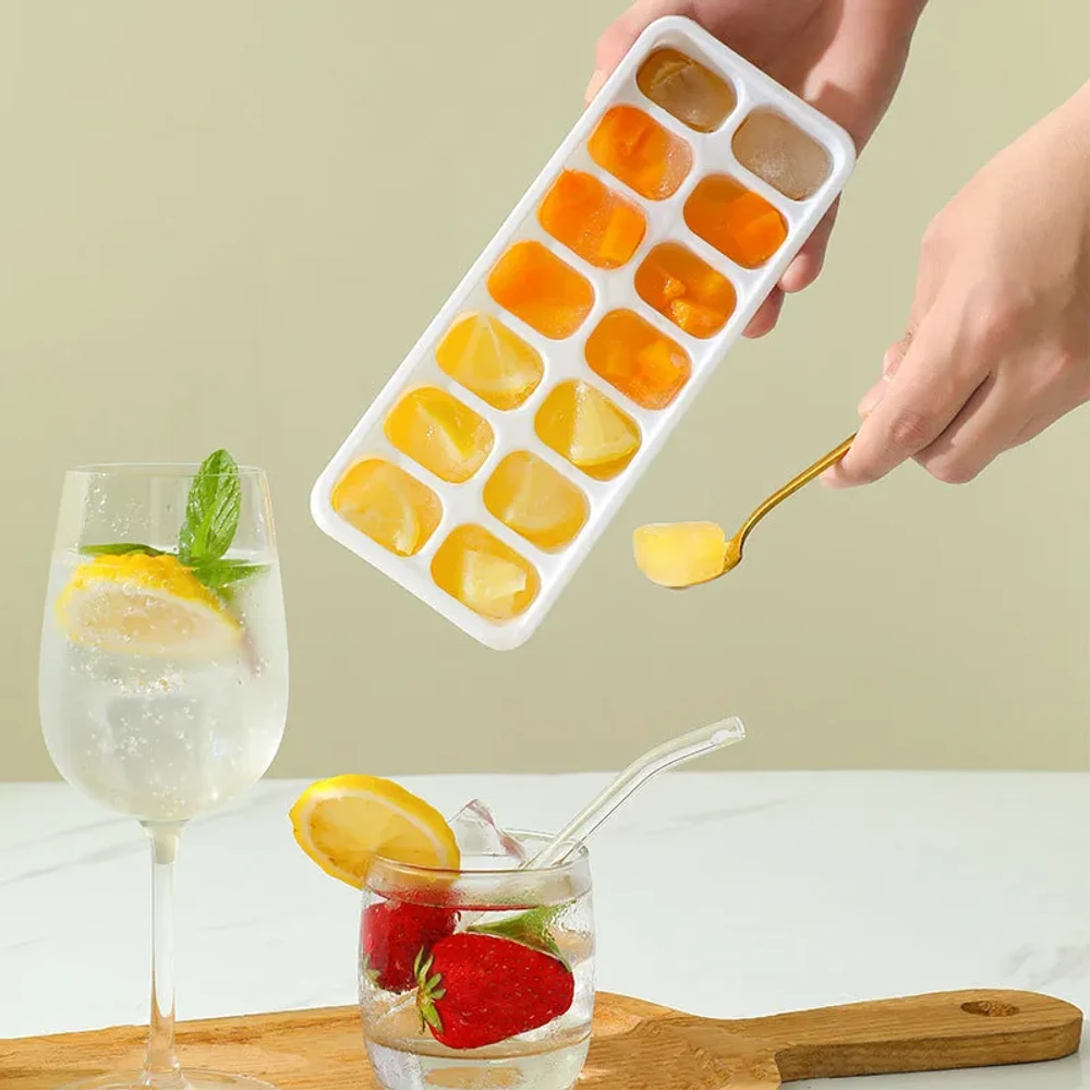 14 Grid Silicone Ice Cube Tray with Lid