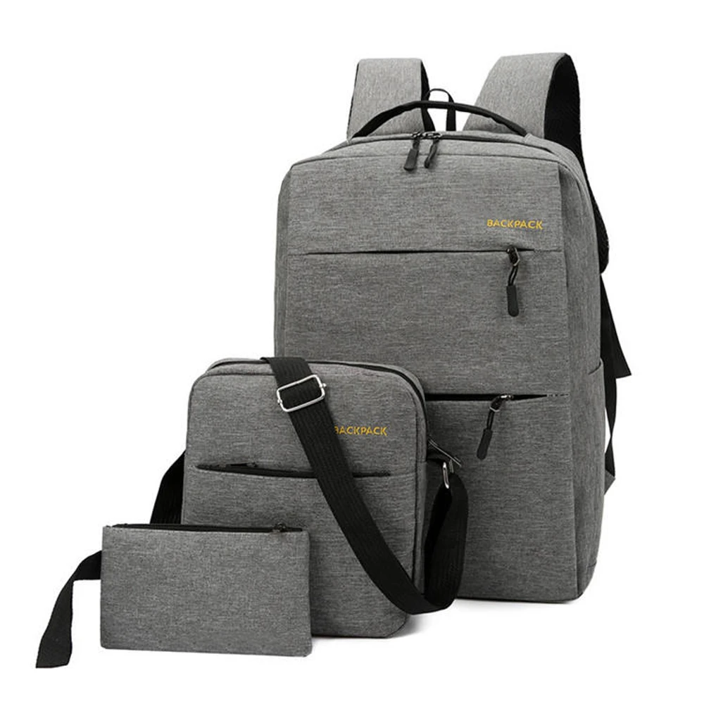Fashionable 3 Piece Backpack Set (Gray)