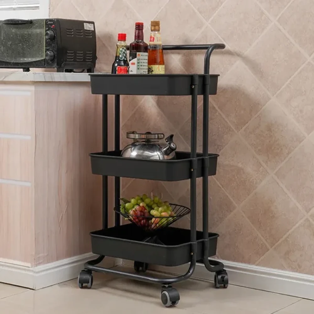 3 Layer Multipurpose Portable Trolley Rack