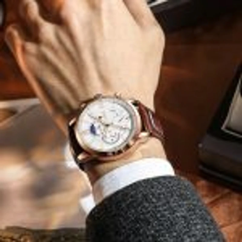 LIGE 8932 Gents Watch-Rosegold white - Image 3