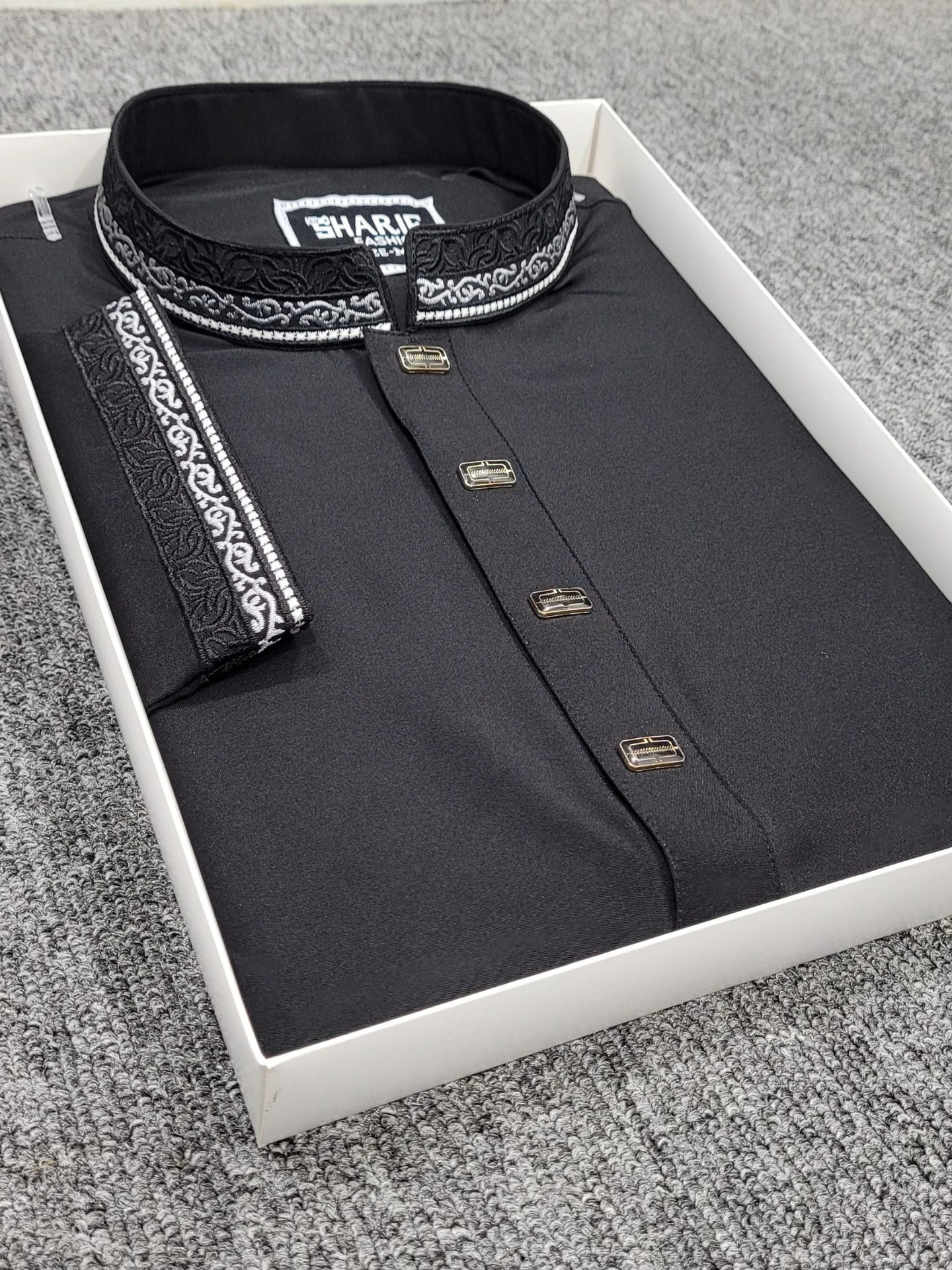 Stretch Fabric Embroidery Black D1 - 172