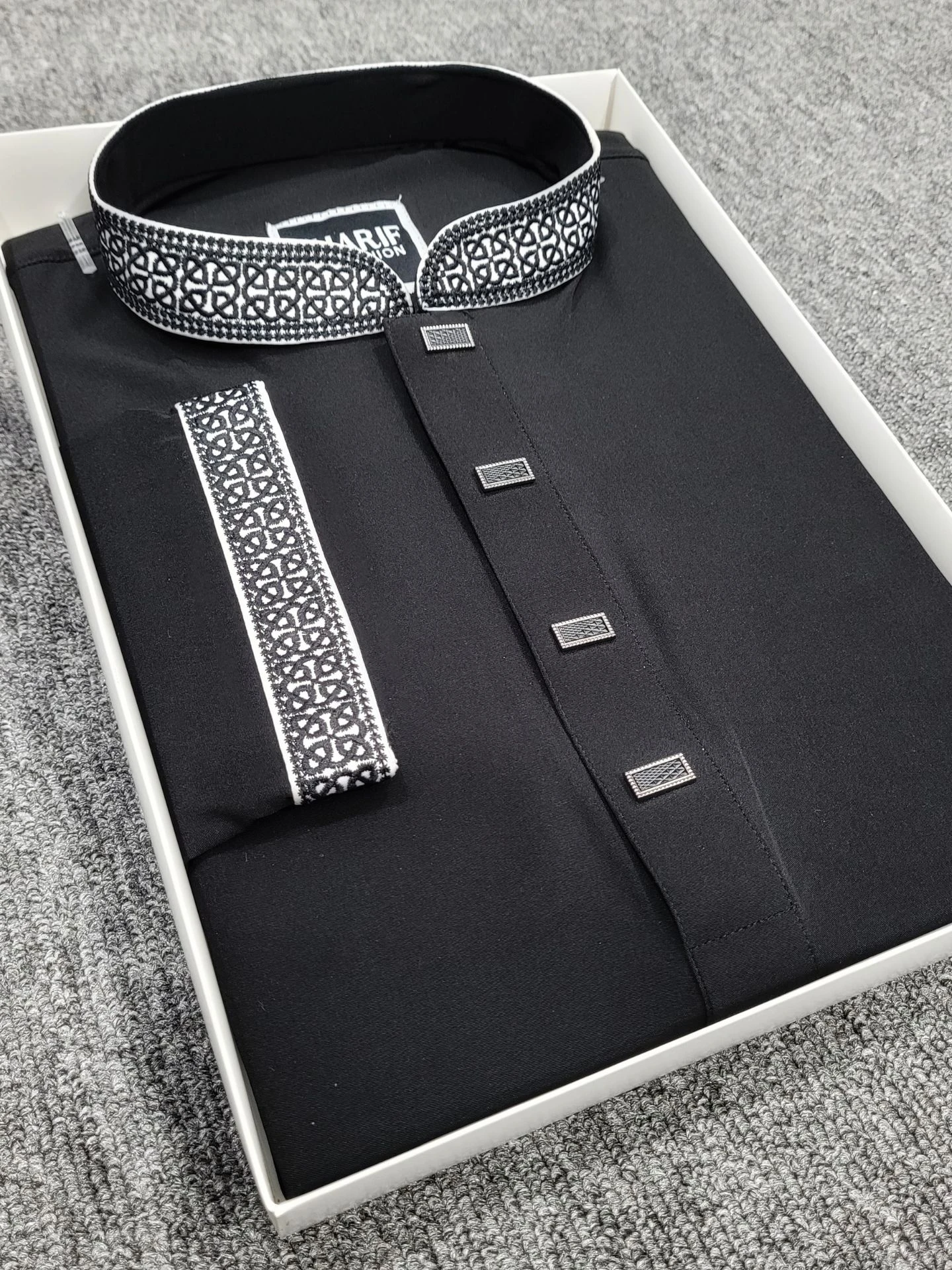 Stretch Fabric Embroidery Black D2 - 174