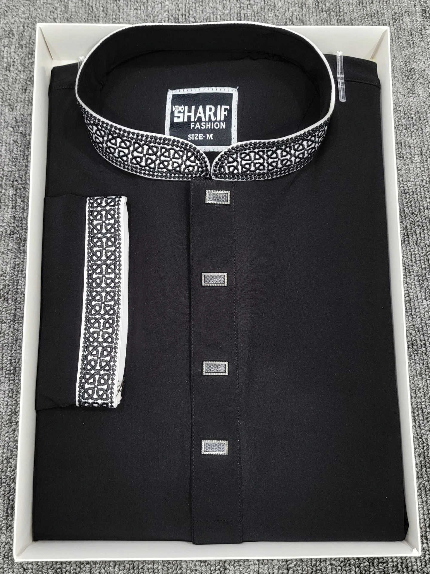 Stretch Fabric Embroidery Black D2 - 174