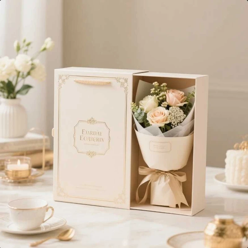 Premium Luxury Rose Flower Gift Box Elegant Bouquet