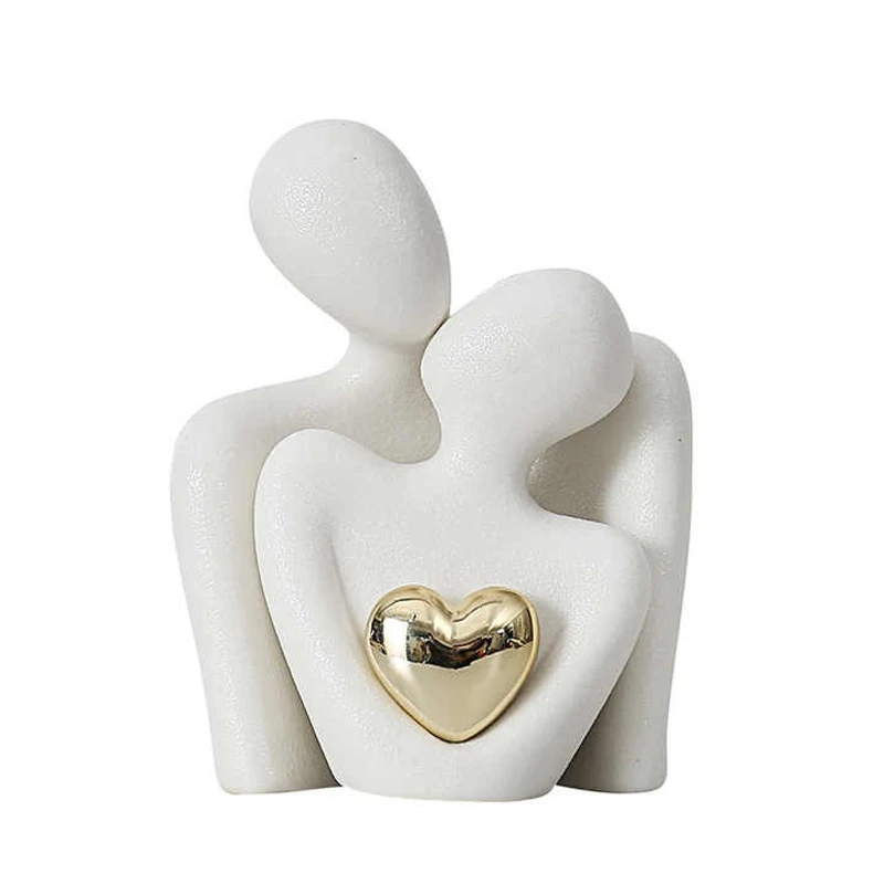 Ceramic Black and White Couple Hug Ornaments for Home Decoration - Image 3