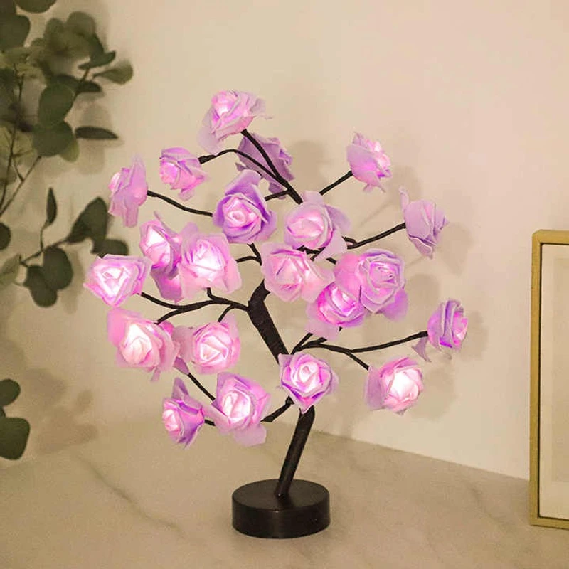Led Rose Romantic Flower Night Light- Wedding Bedroom Indoor Decoration Rose Flower Bonsai Tree Light - Image 3
