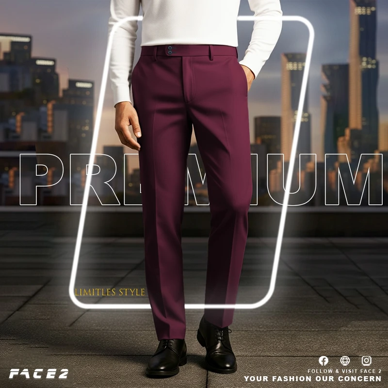 Mens Premium Formal Pant ( Maroon color )
