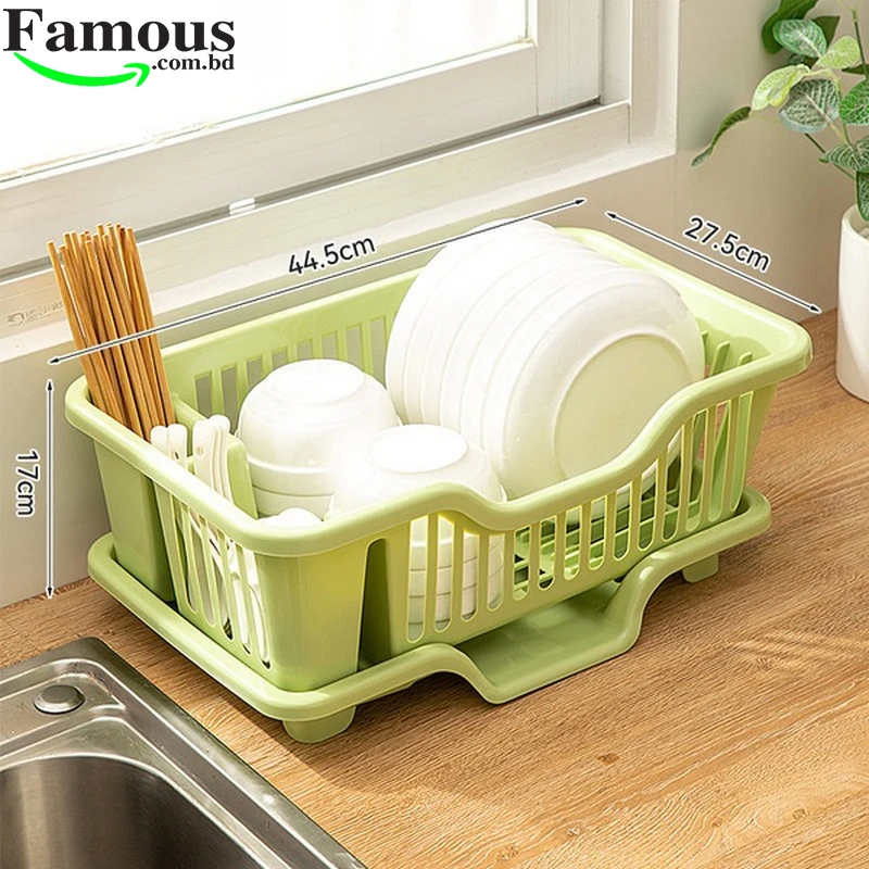 Dish Drainer Drying Rack 3 in 1 Kitchen Sink Organisers Water Drain Tray, - Image 3