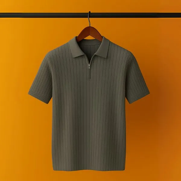 knit zipper polo