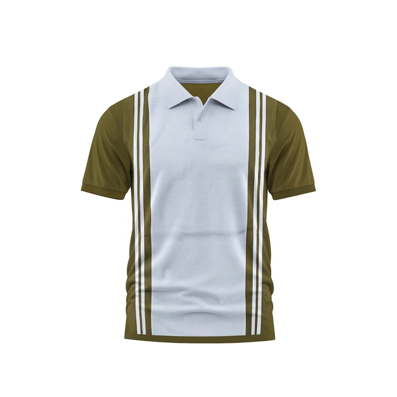Premium Olive Green & White Contrast  Old Money Polo Shirt