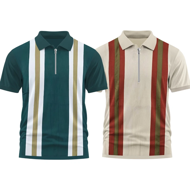 2 Pics Premium Quality  Zipper Polo(Olive Green,Dark Teal)