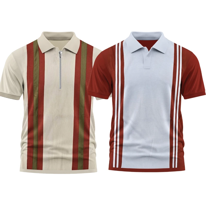 2 Pics Premium Quality Old Money Polo& Zipper(Red Brown,Olive Gree)