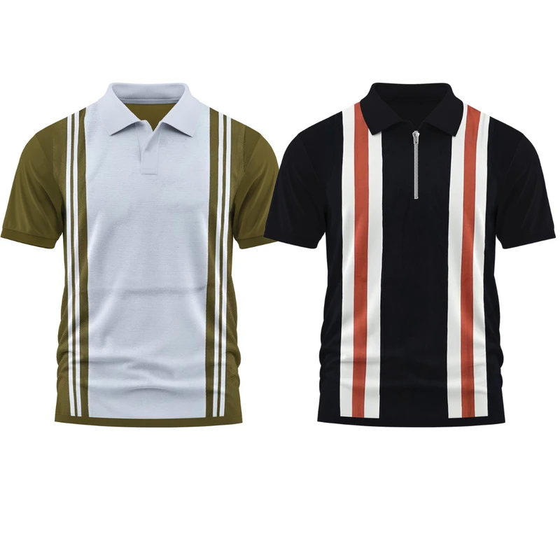 2 Pics Premium Quality Old Money Polo& Zipper(Black,Olive Green)