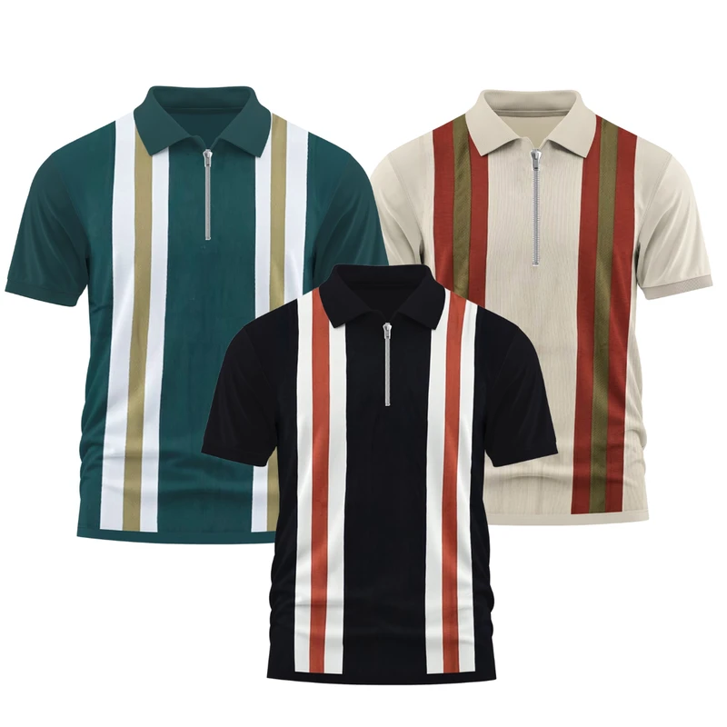 3 Pics Premium Quality Zipper PoloOlive Green,Dark Teal, Black)