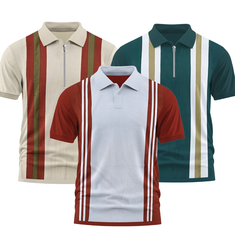 3 Pics Premium Quality Old Money Polo& Zipper(Red Brown,Maroon,Dark Teal)