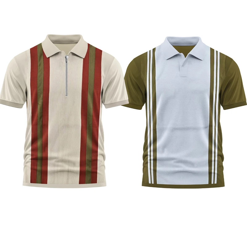 2 Pics Premium Quality Old Money Polo& Zipper(Red Brown,Olive Green)