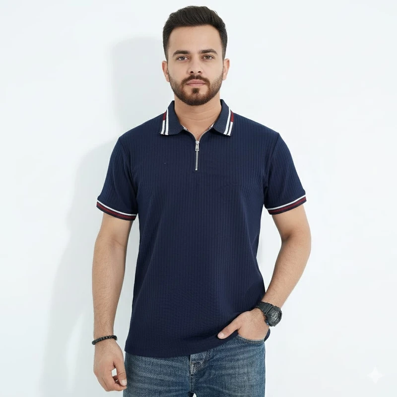 Premium Zipper Polo — Zip Into Everyday Style(Black)
