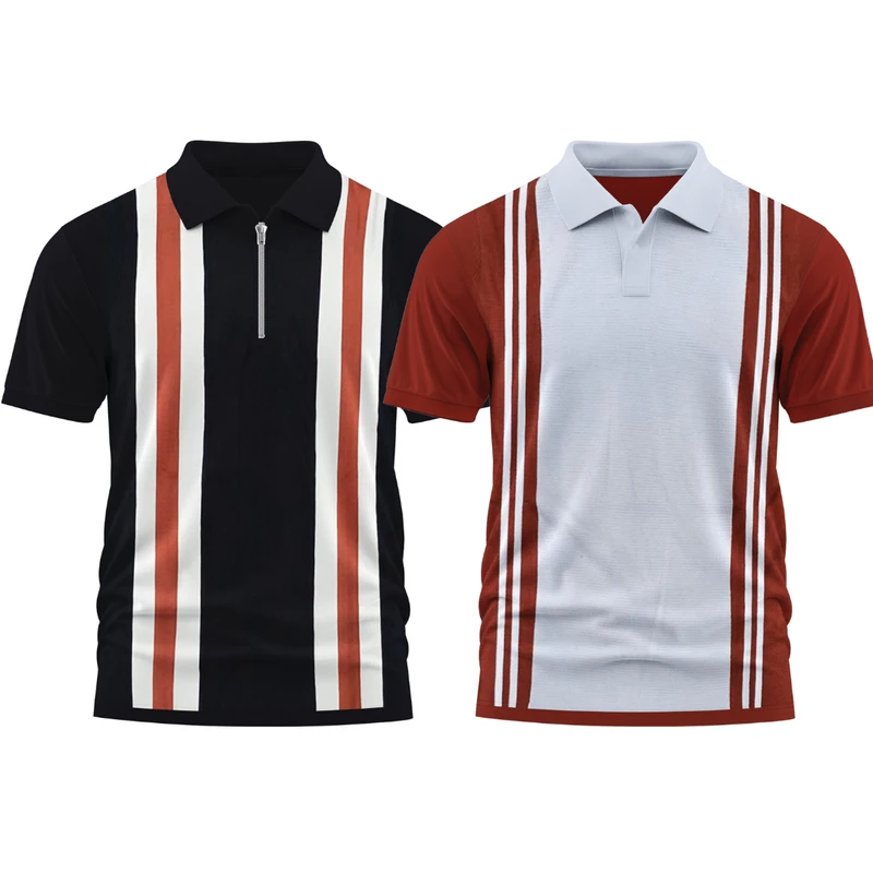 2 Pics Premium Quality Old Money Polo& Zipper(Black,Maroon)