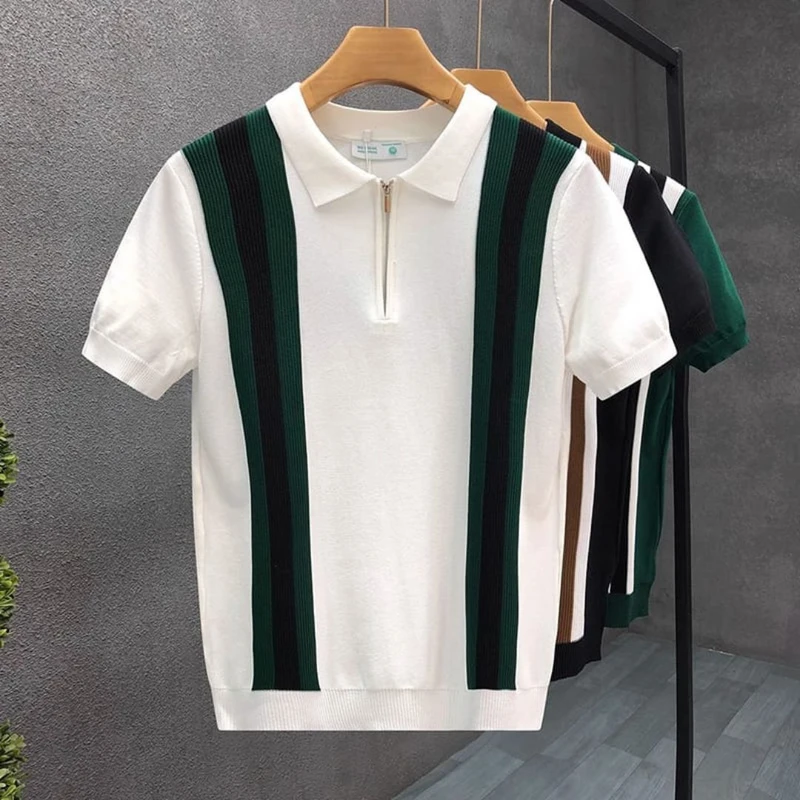 3.Men's Classic Knit Zipper Polo Shirts-Style That Speaks Without Trying