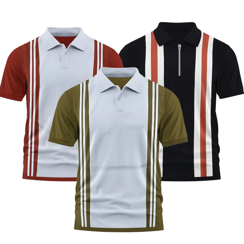 3 Pics Premium Quality Old Money Polo& Zipper(Maroonl,Olive Green,Black)