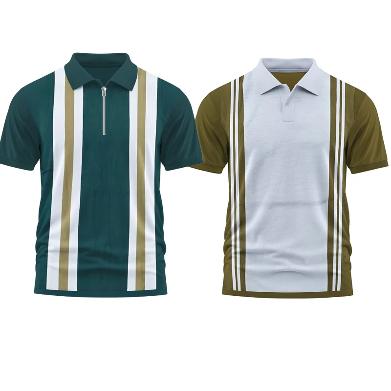 2 Pics Premium Quality Old Money Polo& Zipper(Dark Teal,Olive Green)