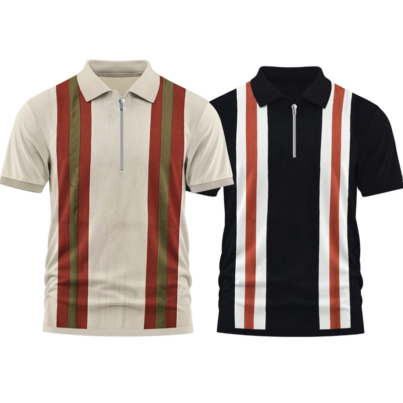 2 Pics Premium Quality Zipper Polo(Black,Red Brown)