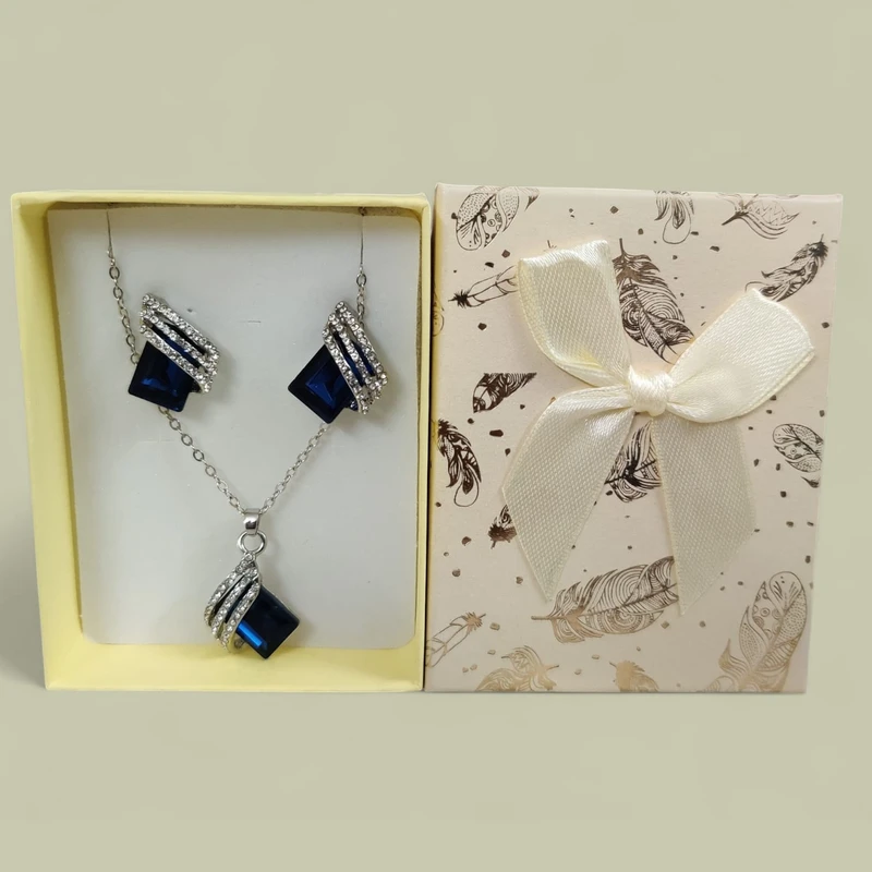 Aurora Crystal Geometric Necklace & Earrings Set - Image 3