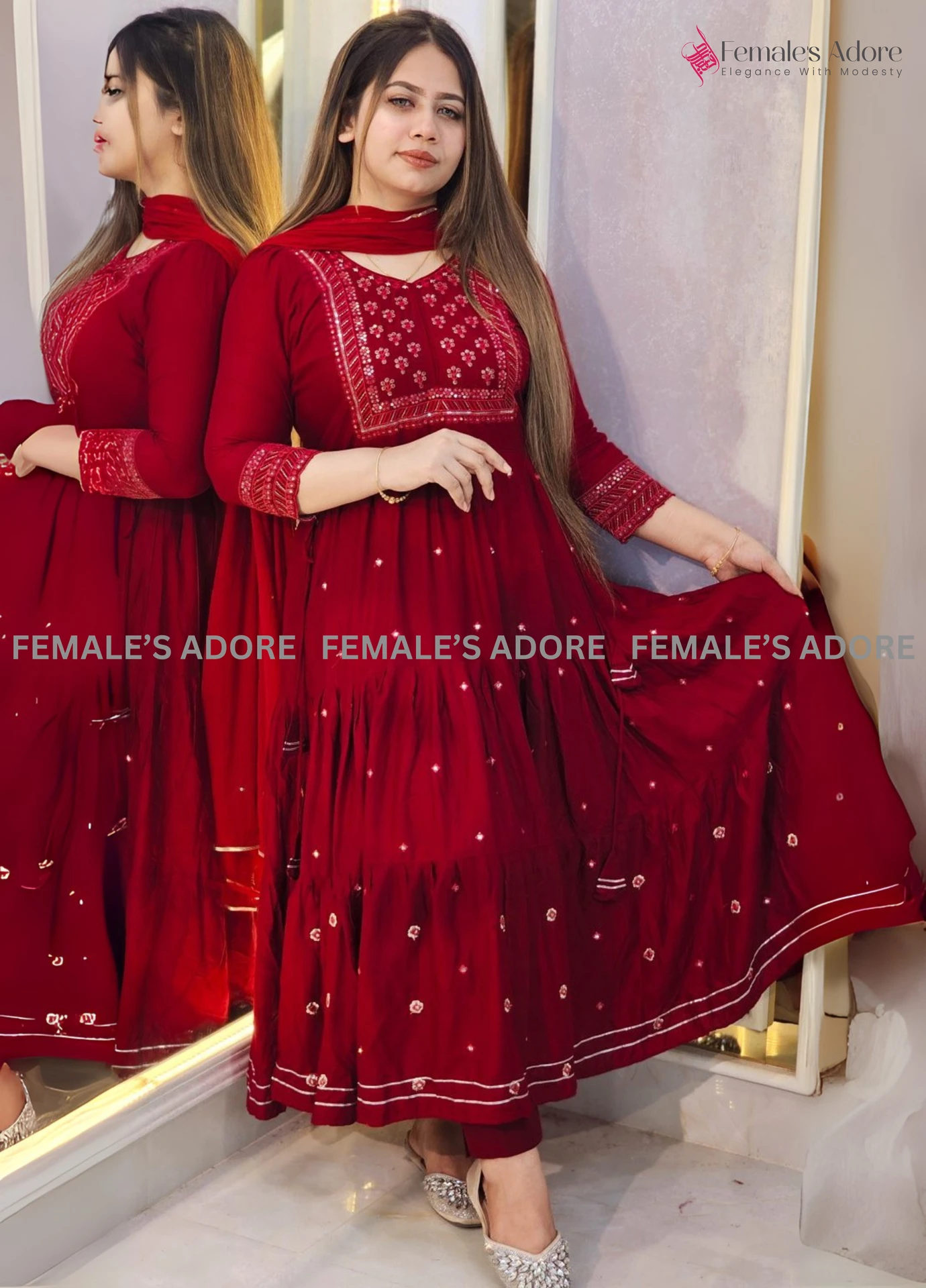 EXCLUSIVE ANARKALI SET - MAROON