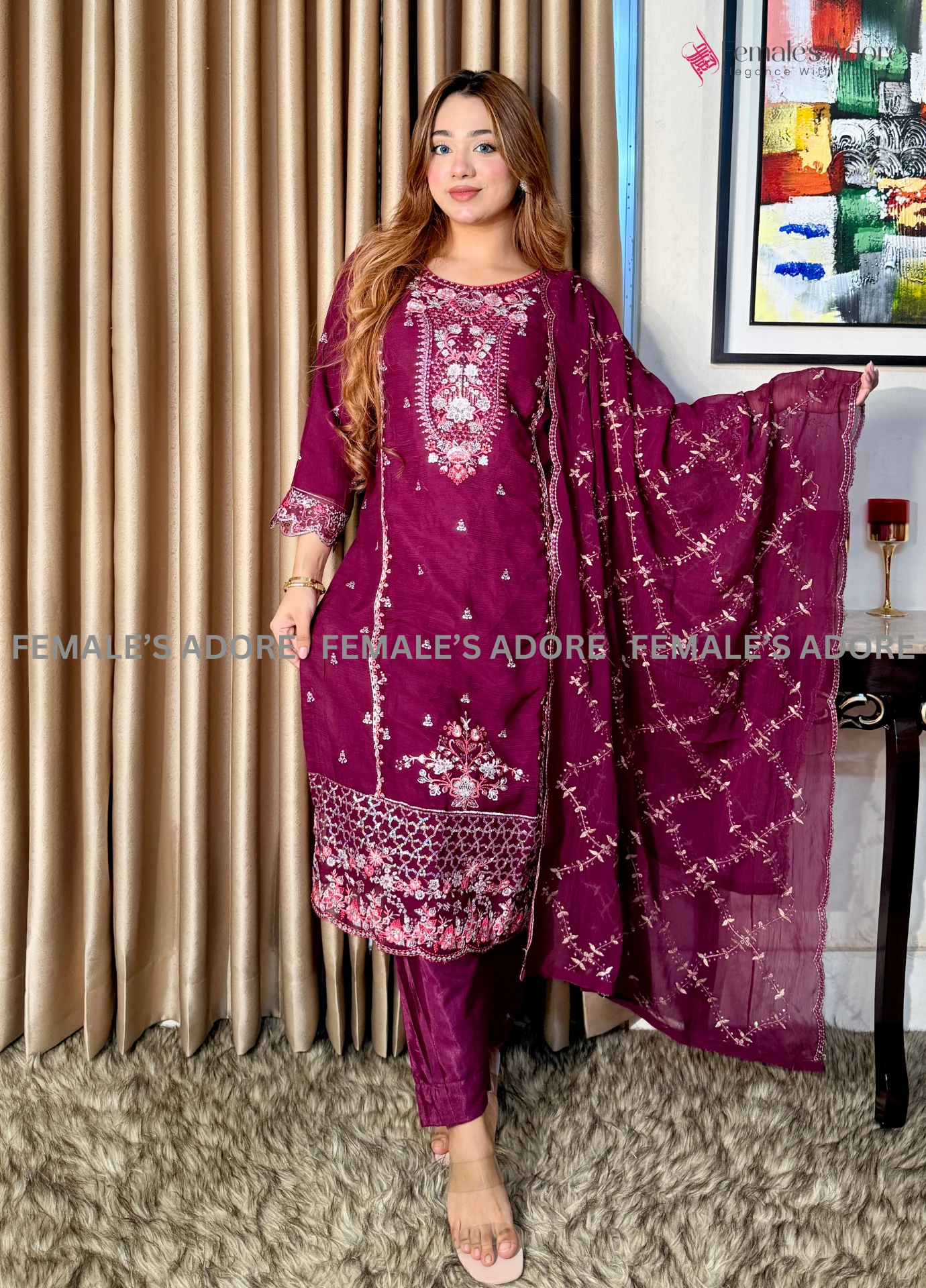 PAKISTANI-INSPIRED DESIGN – GULBAHAR 3PCS SET - WHITE