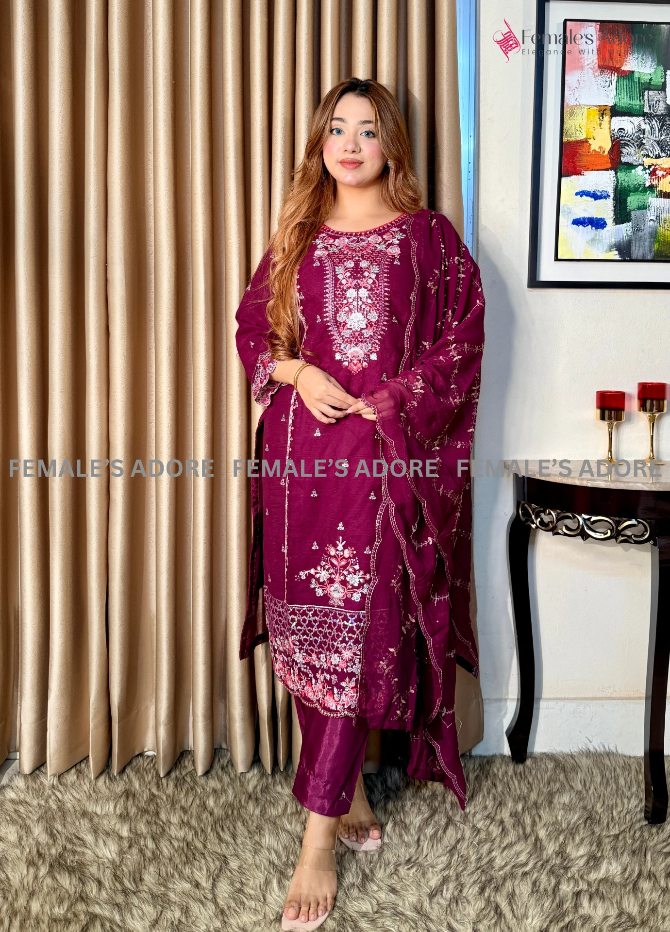 PAKISTANI-INSPIRED DESIGN – GULBAHAR 3PCS SET - WHITE - Image 8