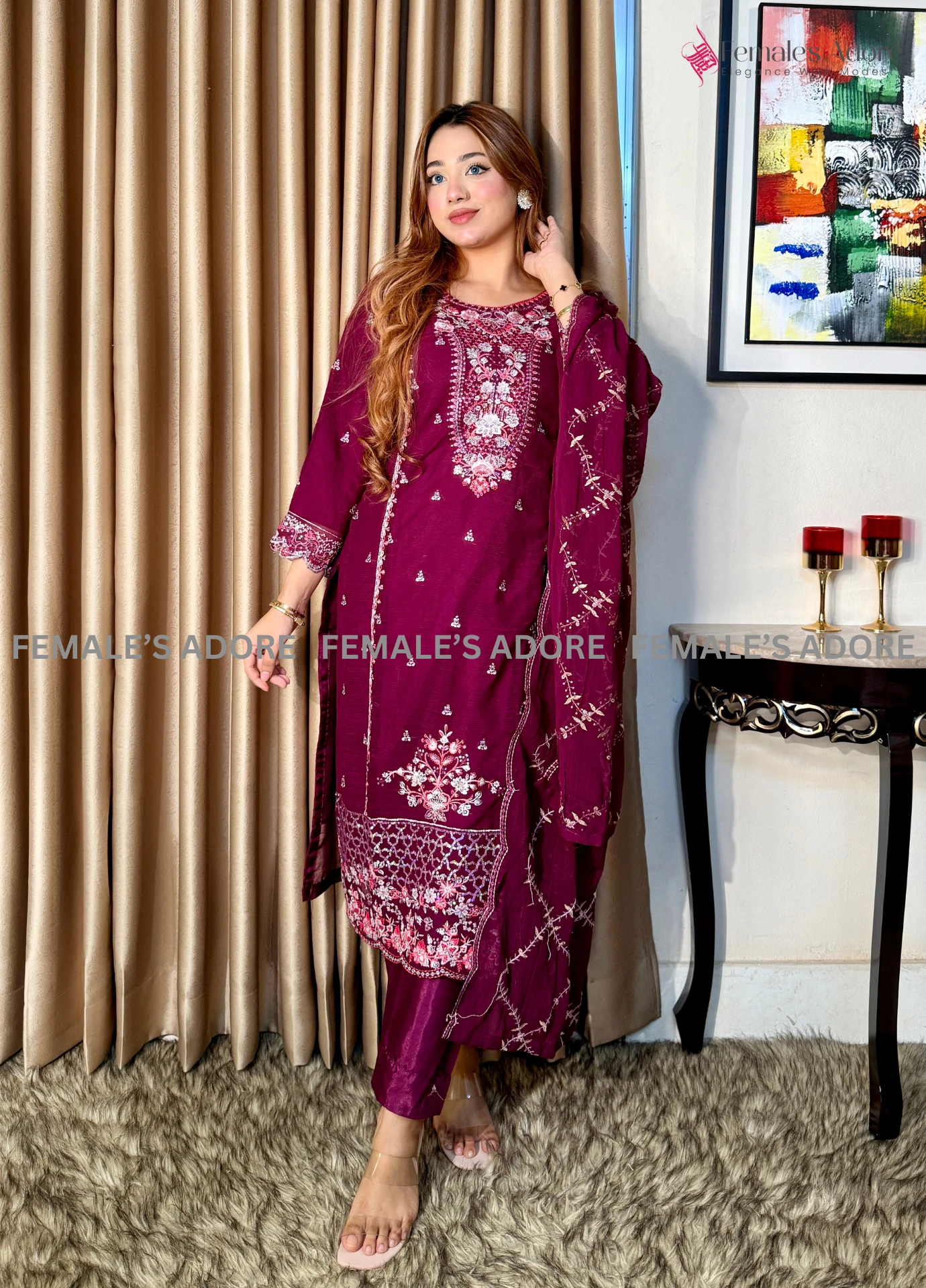 PAKISTANI-INSPIRED DESIGN – GULBAHAR 3PCS SET - WHITE - Image 9