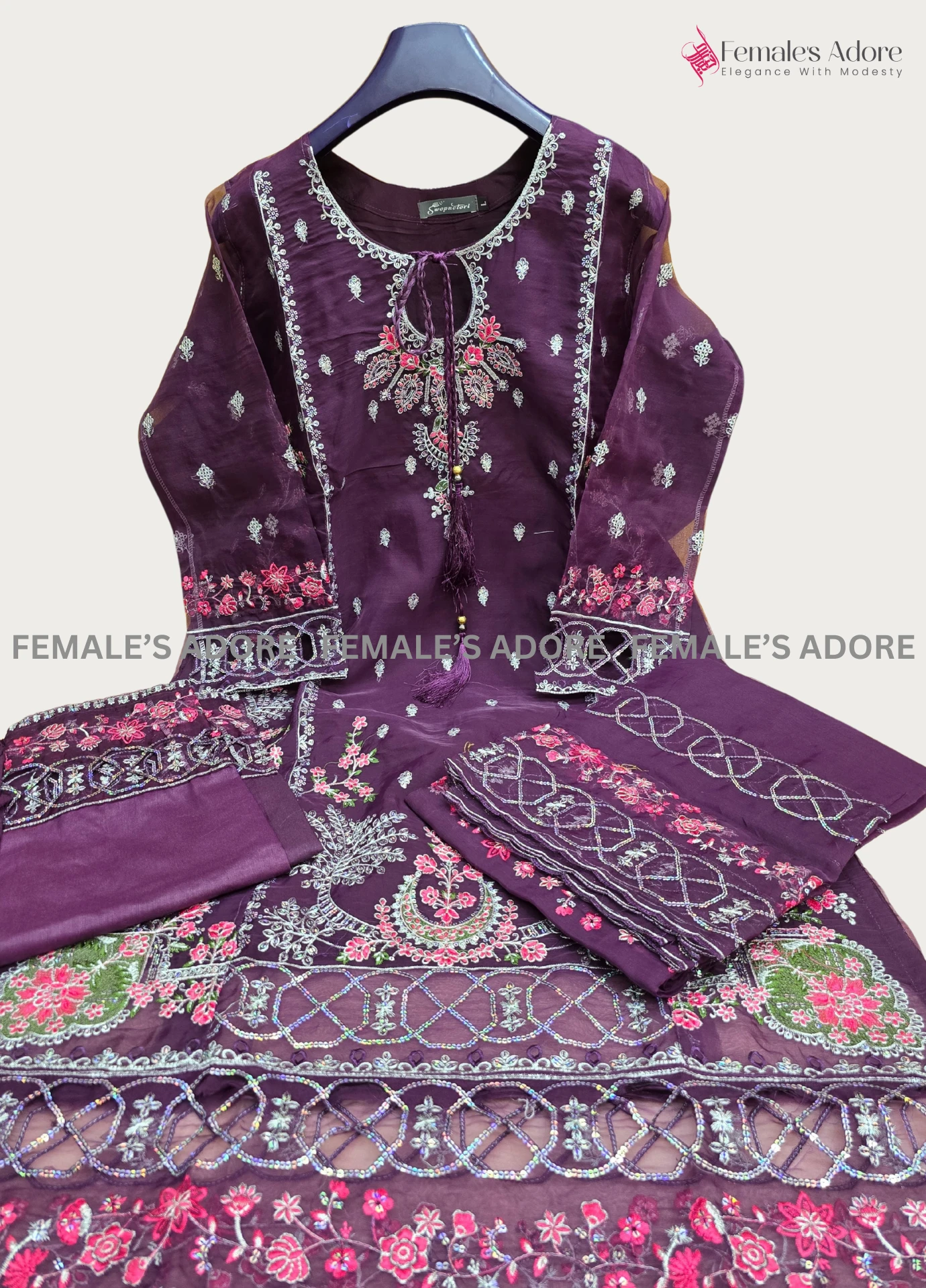 PAKISTANI INSPIRED DESIGN SADABAHAR - PURPLE