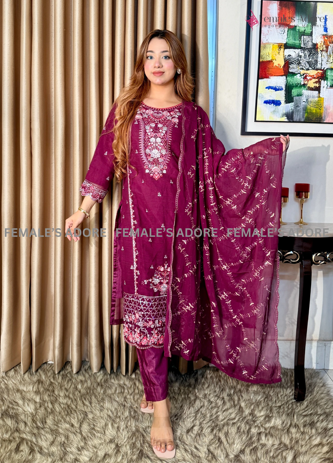 PAKISTANI-INSPIRED DESIGN – GULBAHAR 3PCS SET - PURPLE