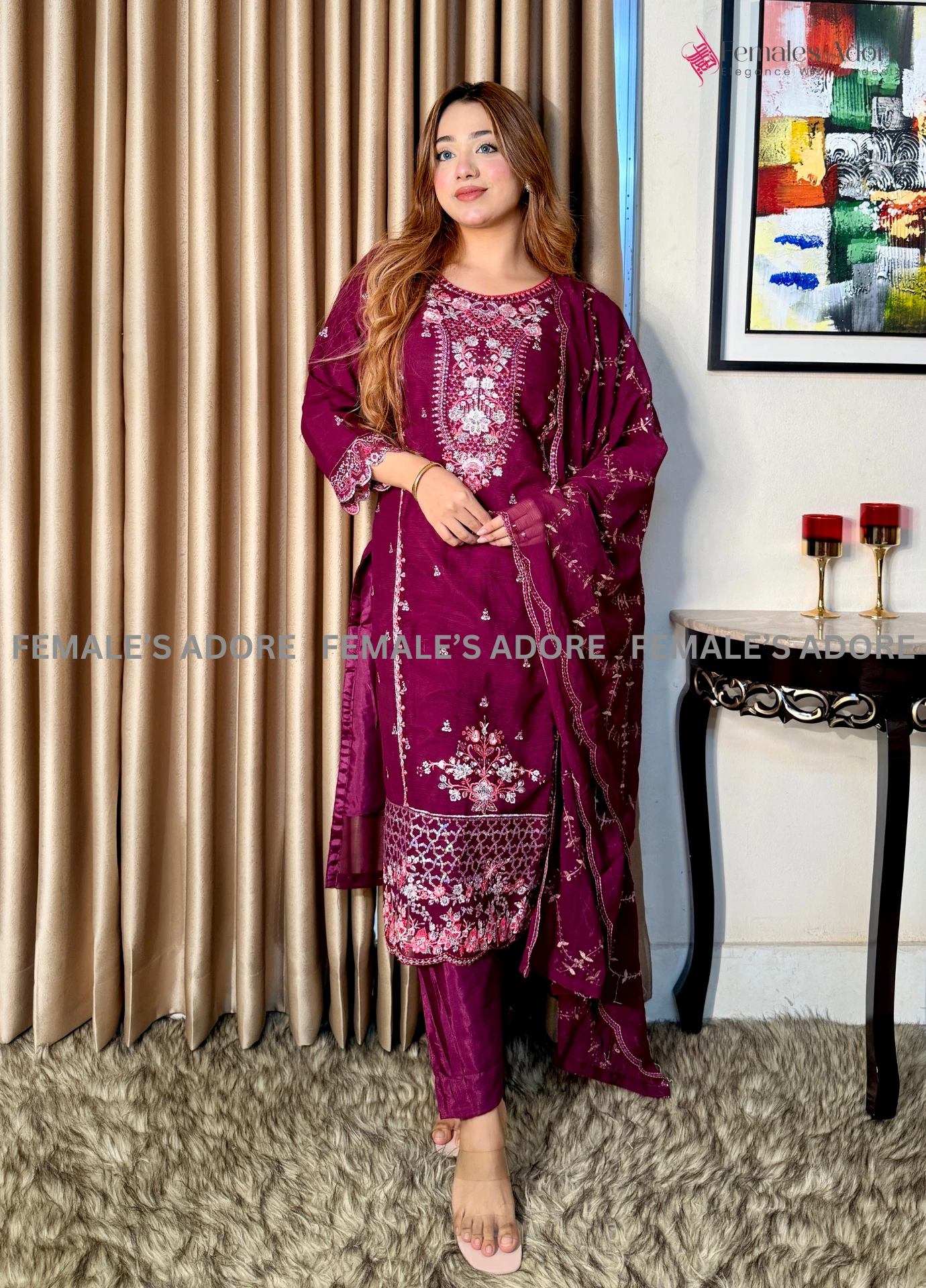 PAKISTANI-INSPIRED DESIGN – GULBAHAR 3PCS SET - PURPLE - Image 8