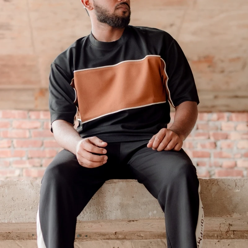 Rust Frame – Drop Shoulder Tee (Black & Rust Brown)