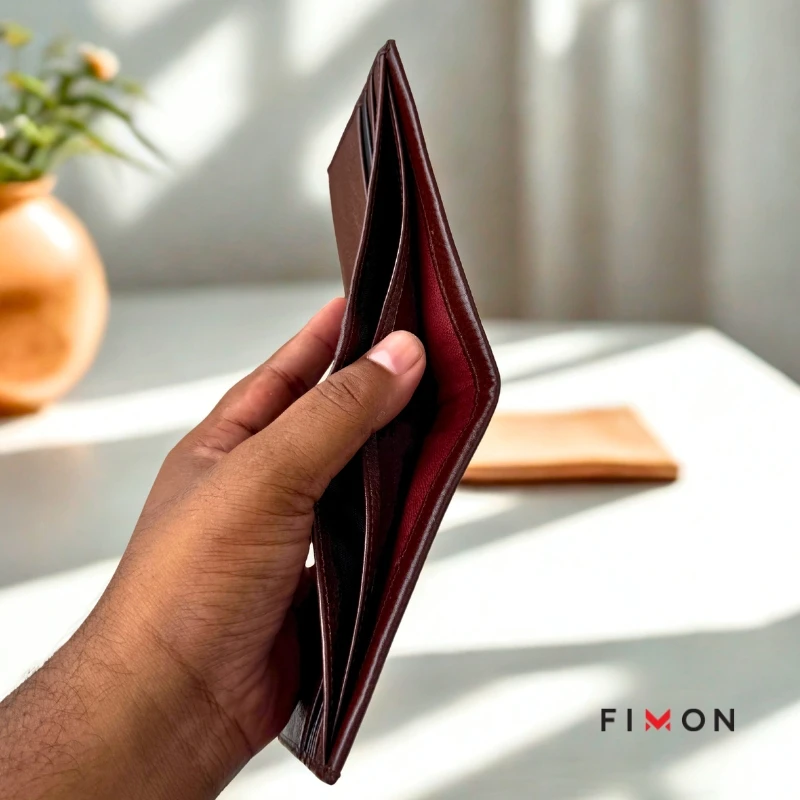 Minimal Stripe Leathercraft Wallet - Chocolate - Image 3