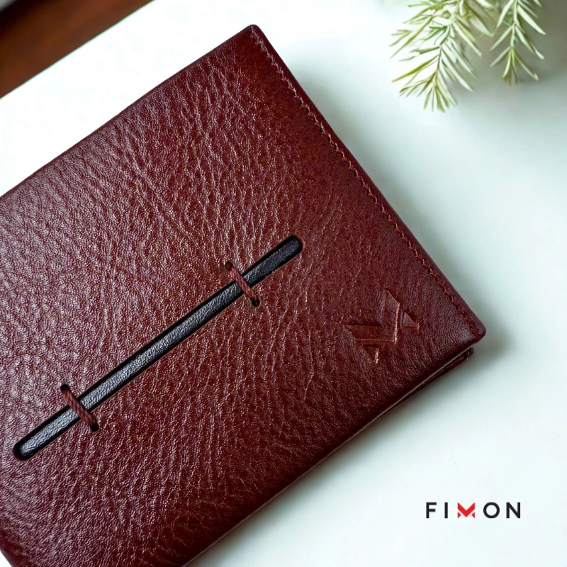 Minimal Stripe Leathercraft Wallet - Chocolate - Image 4