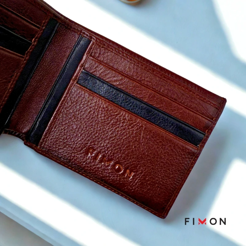Minimal Stripe Leathercraft Wallet - Chocolate - Image 5