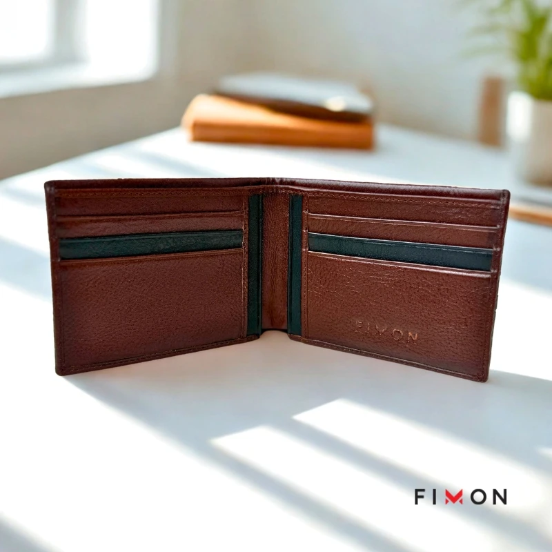 Minimal Stripe Leathercraft Wallet - Chocolate - Image 6