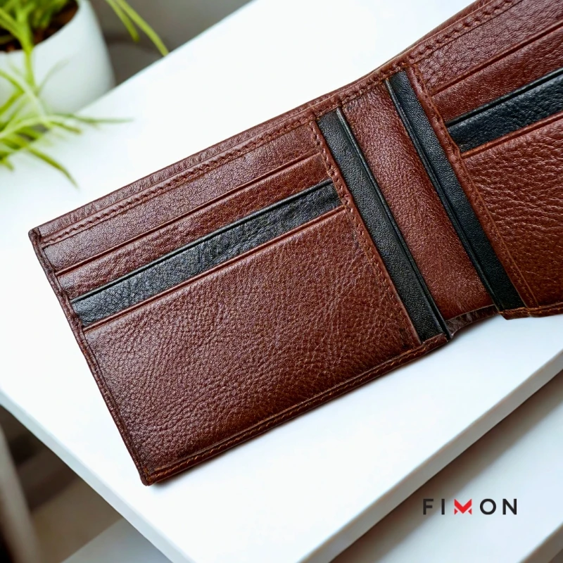 Minimal Stripe Leathercraft Wallet - Chocolate - Image 9