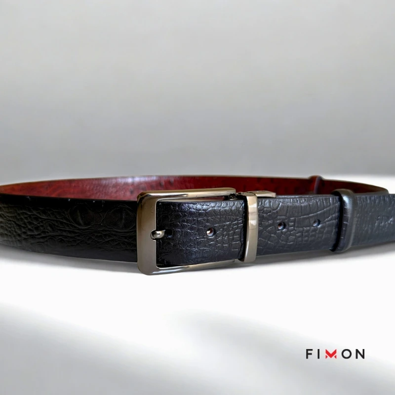 2 In 1  Crocodile Shape Leather BELT - Black & Chocolate - Image 5
