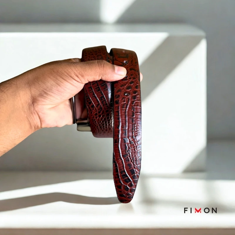 2 In 1  Crocodile Shape Leather BELT - Black & Chocolate