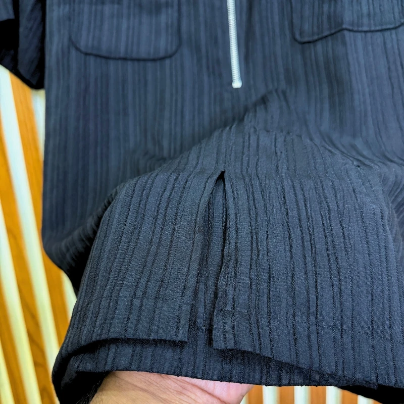 ZipFront Popcorn Shirt - Black - Image 3
