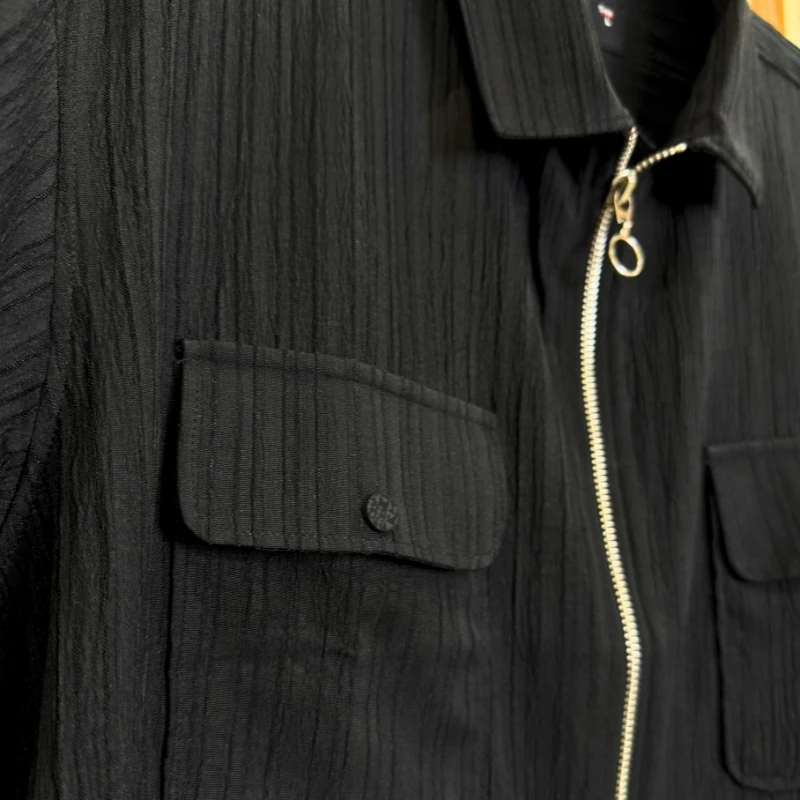 ZipFront Popcorn Shirt - Black - Image 4