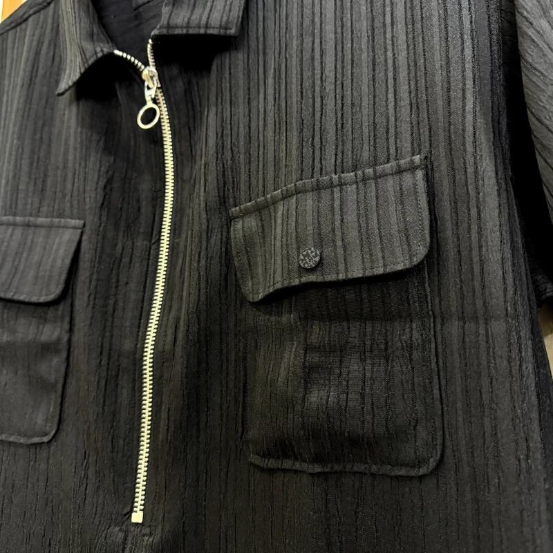 ZipFront Popcorn Shirt - Black - Image 6