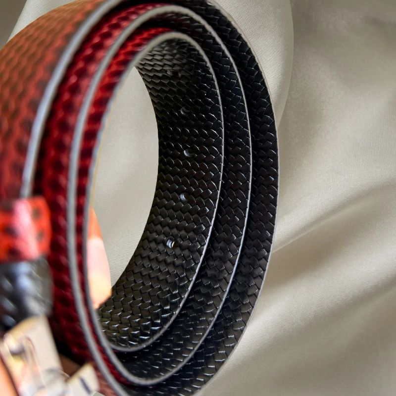 2 In 1 Pati Shape Leather BELT - Black & Chocolate - Image 5