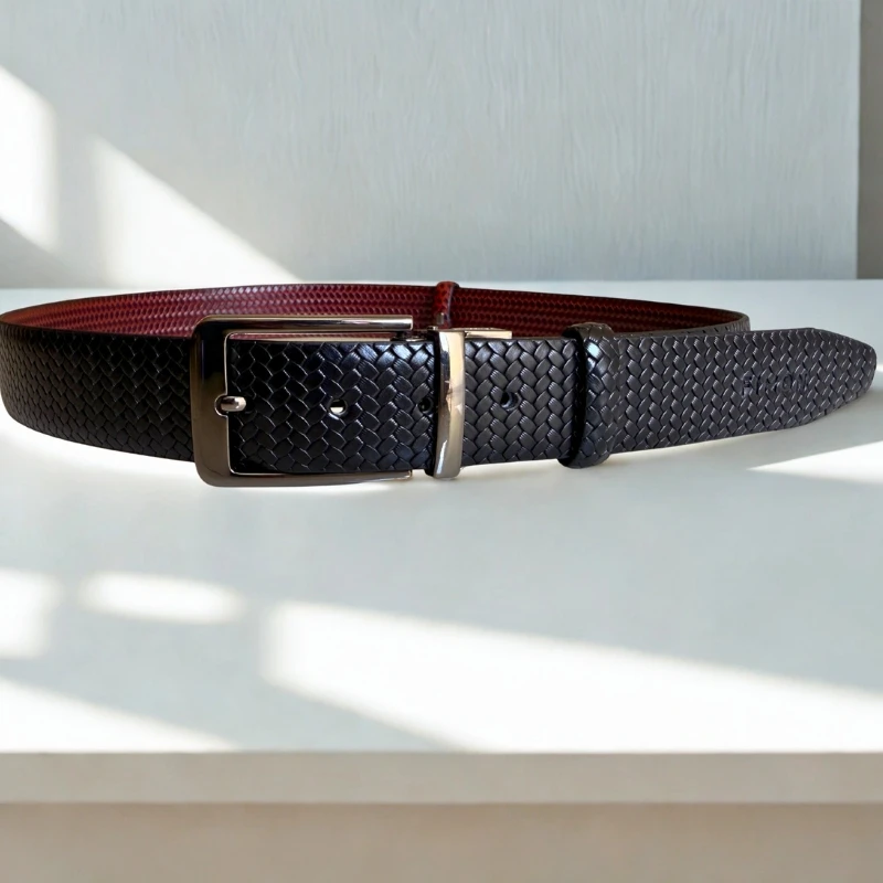 2 In 1 Pati Shape Leather BELT - Black & Chocolate - Image 8